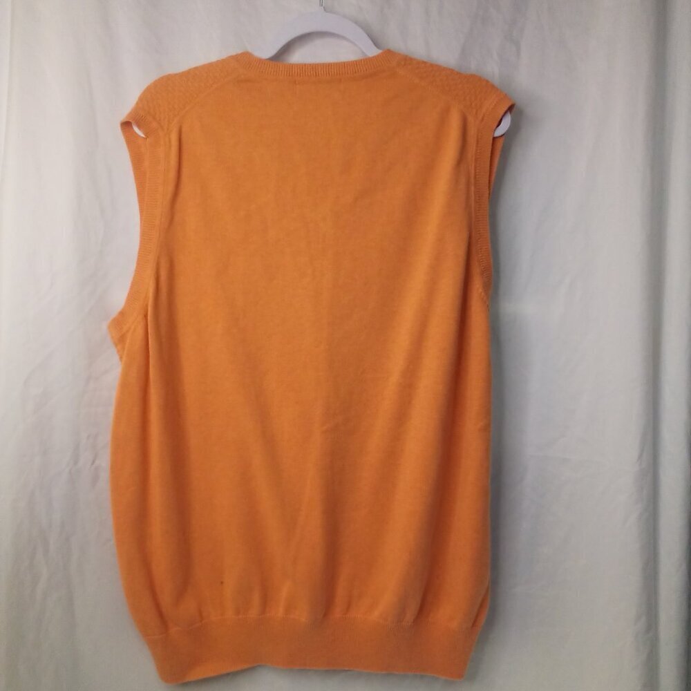 Alan Flusser Sweater Vest Men XL Sleeveless Golf Textured Orange - Picture 9 of 12